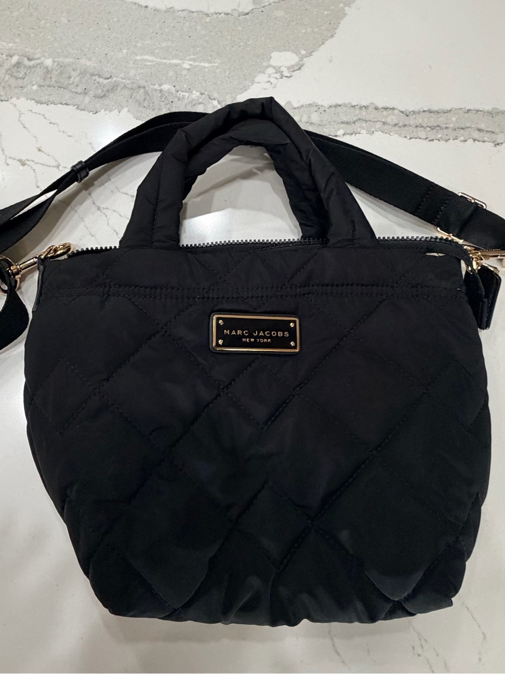 Marc Jacobs Black Quilted Nylon Crossbody Mini Tote